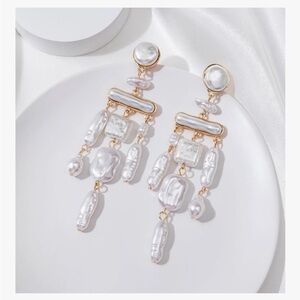 Elegant Gold and Pearl Statement Earrings